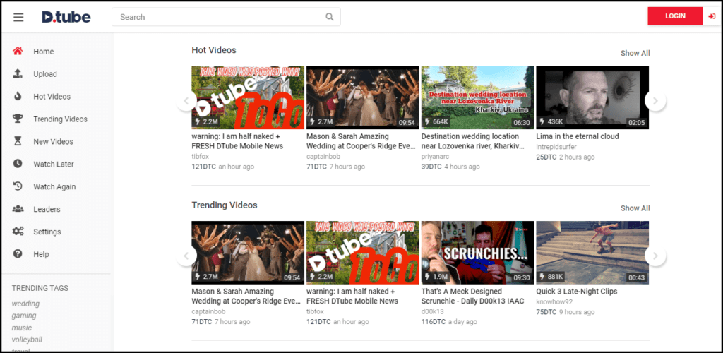 DTube Homepage