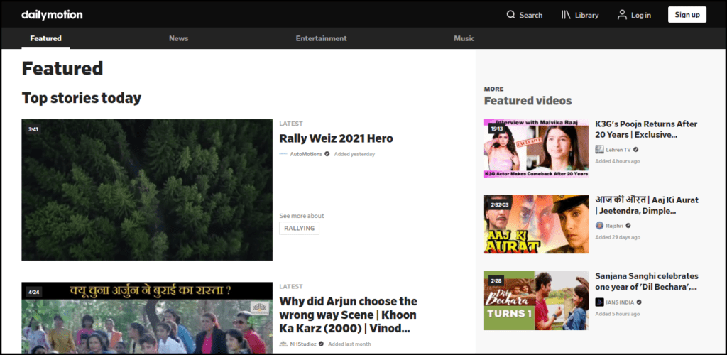 DailyMotion Homepage