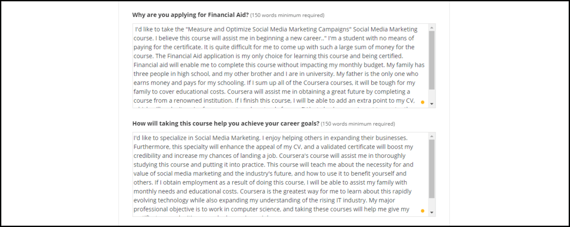 applying for financial aid coursera essay