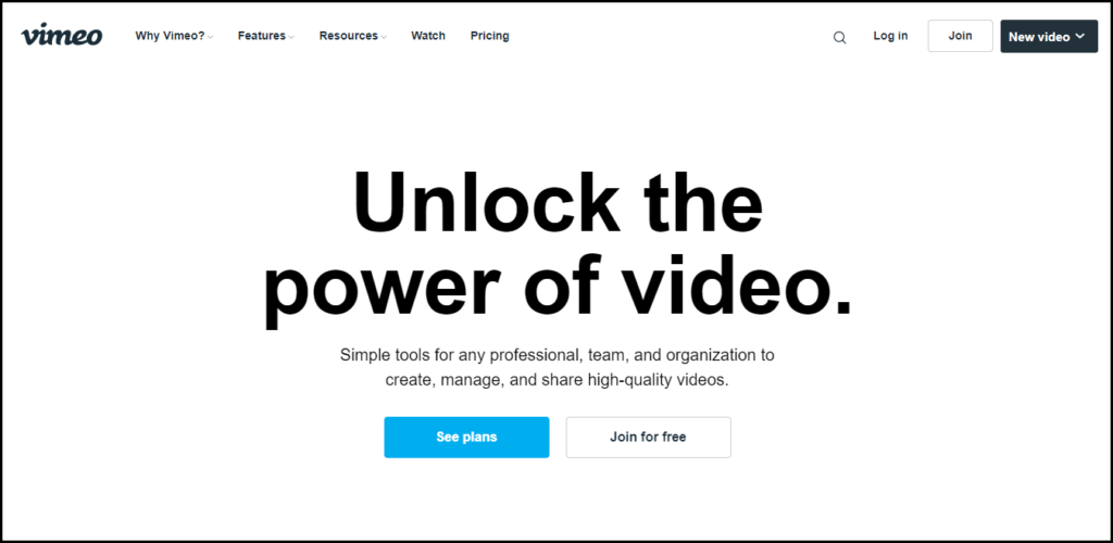 Vimeo Homepage