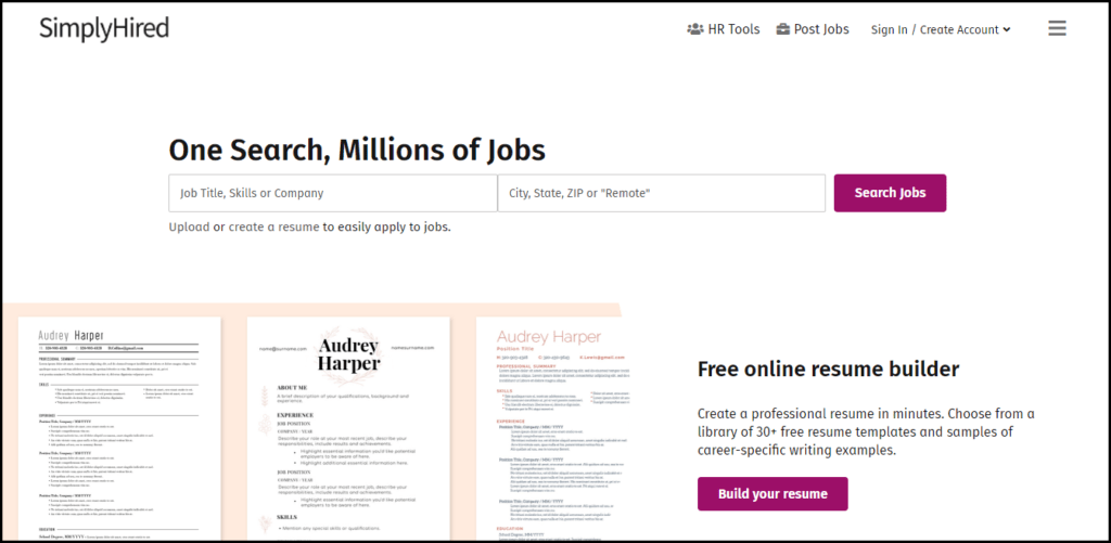 Simply Hired Homepage