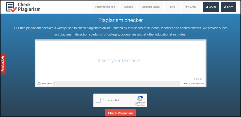 free plagiarism checker turnitin online