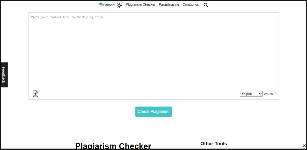 Editpad Plagiarism Checker Tool