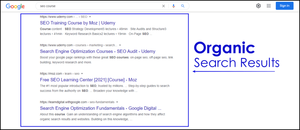 Organic Search Results