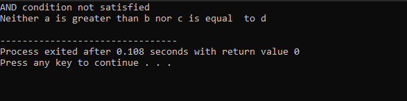 Logical Operators example output