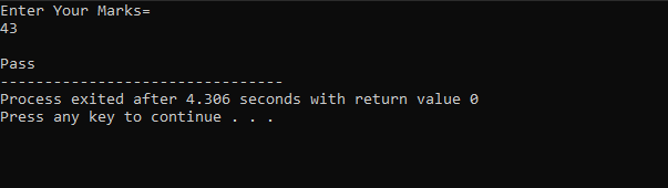 Relational Operator example output
