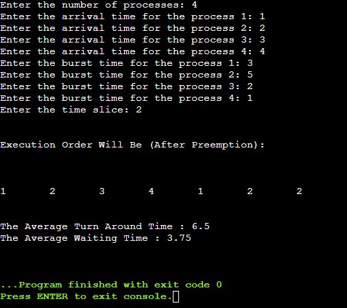 FCFS Preemptive Scheduling Python Program Example