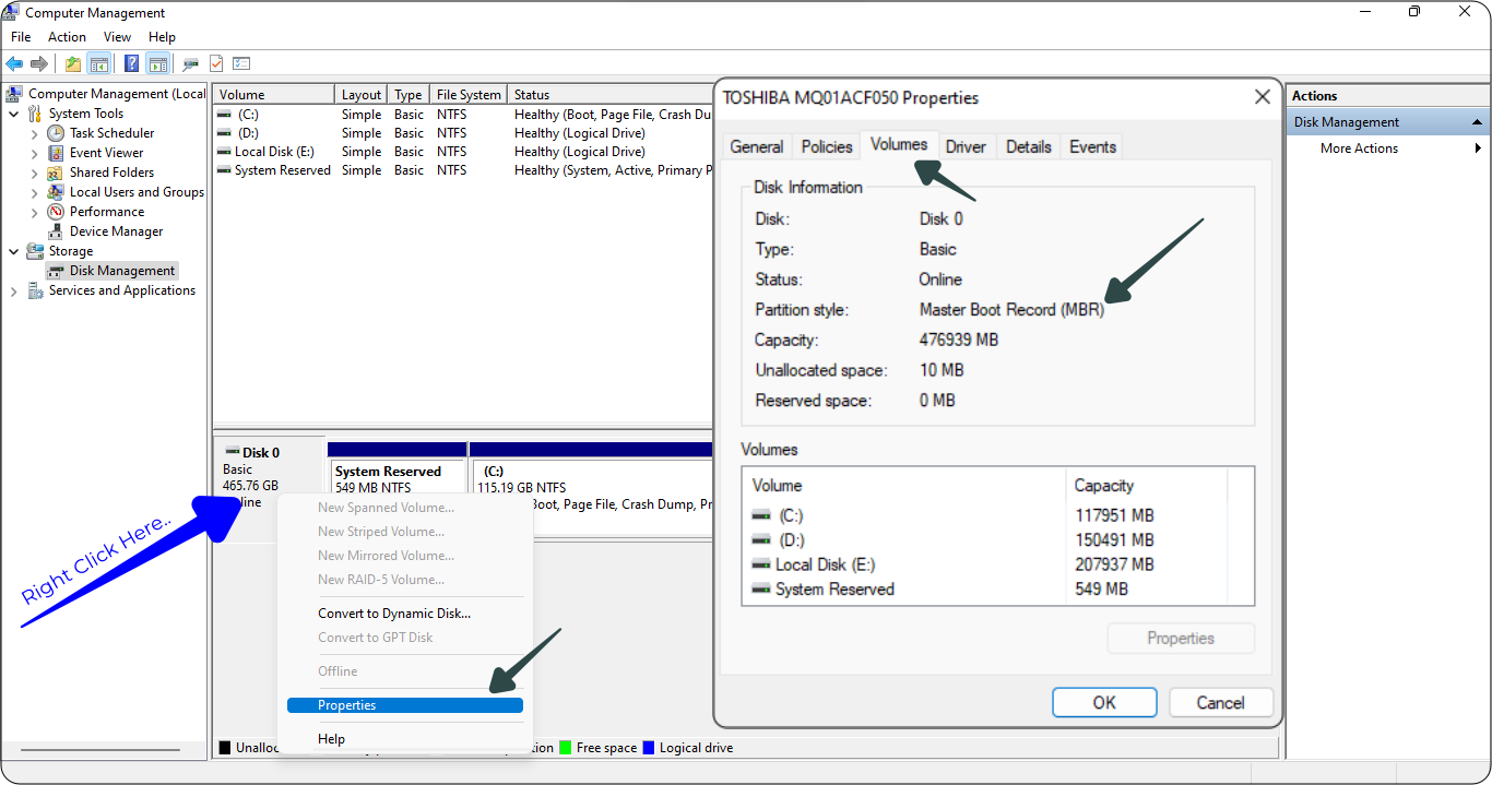 Check Disk - MBR or GPT on Windows